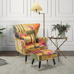 77Cm Wide Armchair and Ottoman