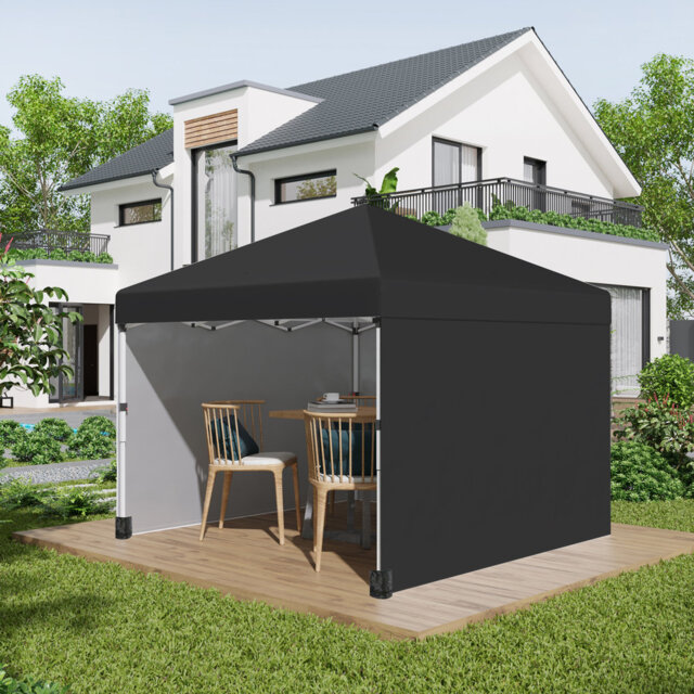 3 X 3m Pop Up Gazebo, 3-level Height Adjustable Event Shelter With 2 Removable Sidewalls, Weight Bags, Wheeled Carry Bag, Uv & Water Resistant Oxford