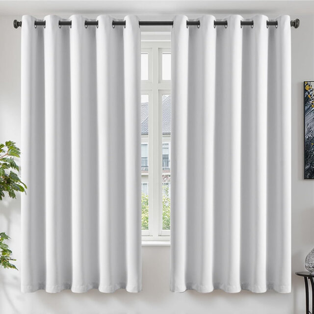 66×72in Eyelet Thermal Blackout Curtains Pair, Soundproof Room Darkening Drapes