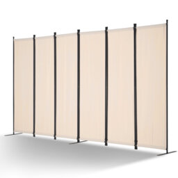 Room Divider 6 Panel Fabric Room Privacy Screen for Office Bedroom Beige