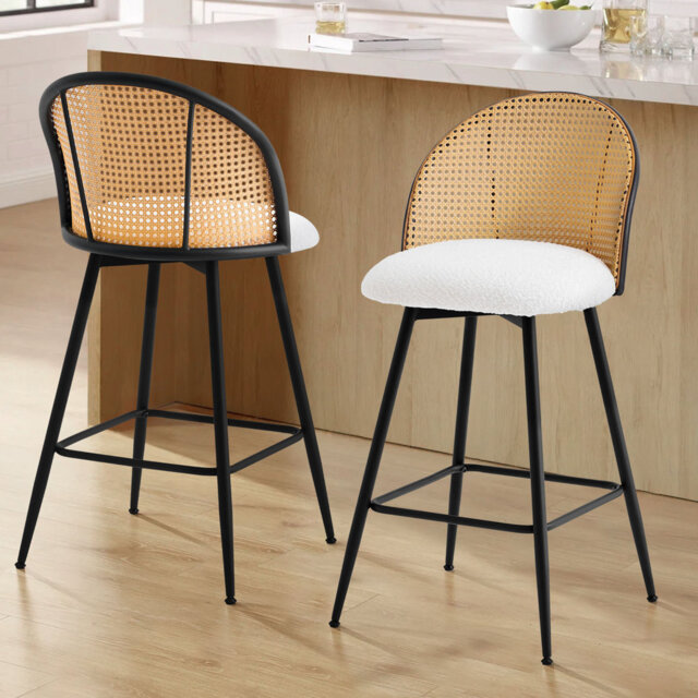 66 cm H Swivel Upholstered Bar Stool & Counter Stool with Metal Legs (set of 2 & set of 4)
