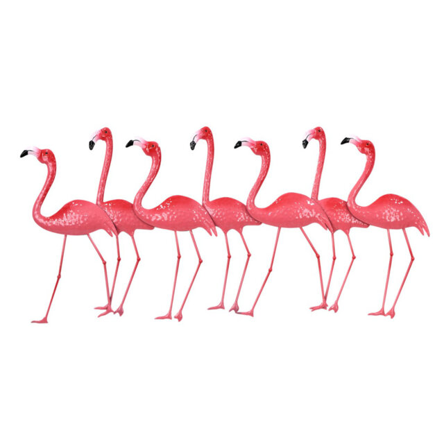 ORIGEN Decor Home Pink Tropical Metal Flamingo Wall Ornament 59 cm
