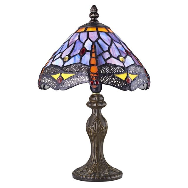 Gladden Hand Crafted Stained Glass Dragonfly Tiffany Table Lamp