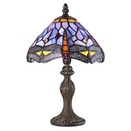 Gladden Hand Crafted Stained Glass Dragonfly Tiffany Table Lamp