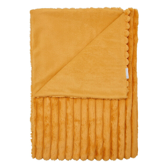 Cosy Ribbed Faux Fur Blanket Throw