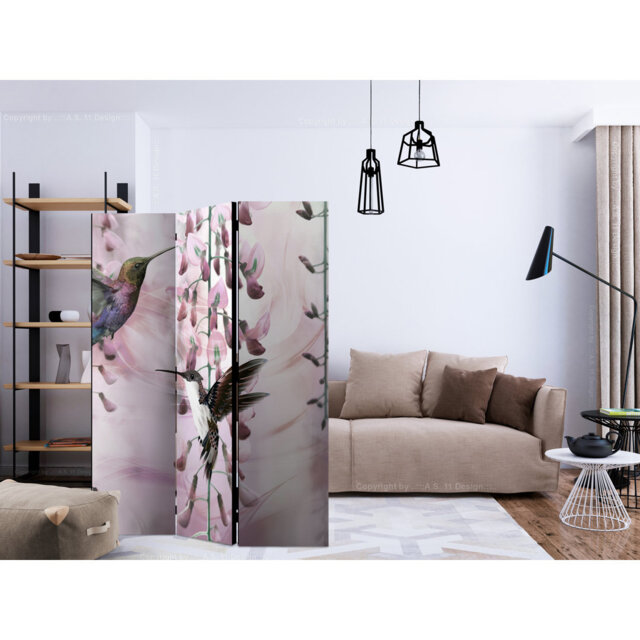 Room Divider - Flying Hummingbirds (Pink) [Room Dividers]