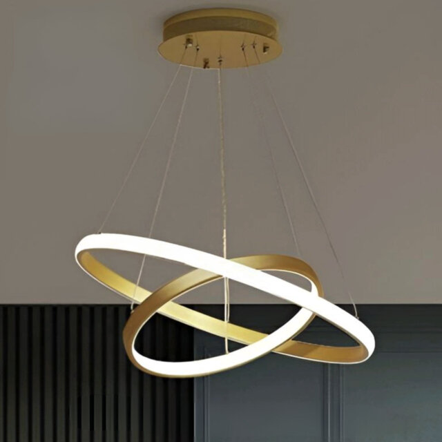 Adrainne 2 - Modern LED Double Ring Pendant Chandelier – Adjustable Aluminum Ceiling Light Fixture for Living Room, Dining Room & Bedroom