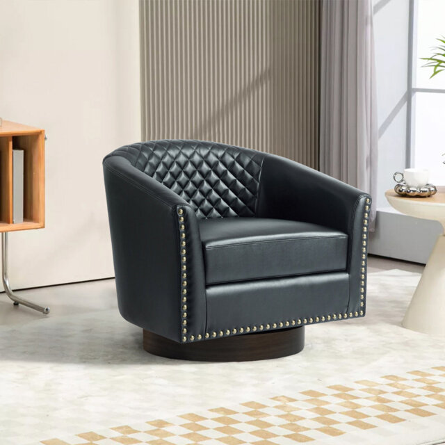 75.2Cm Wide Tufted Swivel Barrel Chair