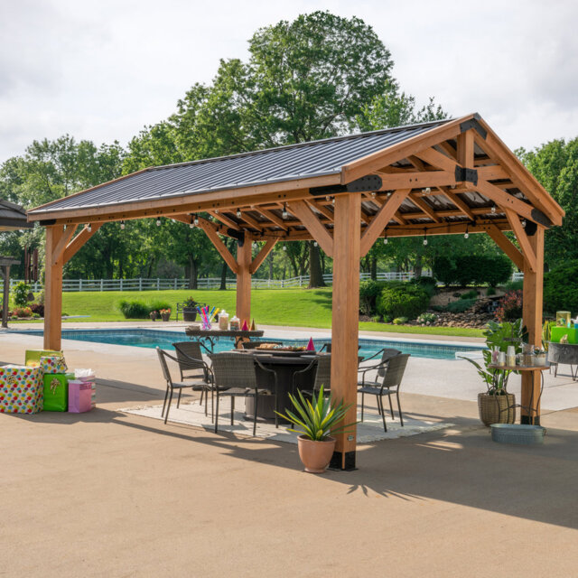 Backyard Discovery Norwood Cedar Wood Outdoor Patio Gazebo 5m x 3.7m (16ft x 12ft)