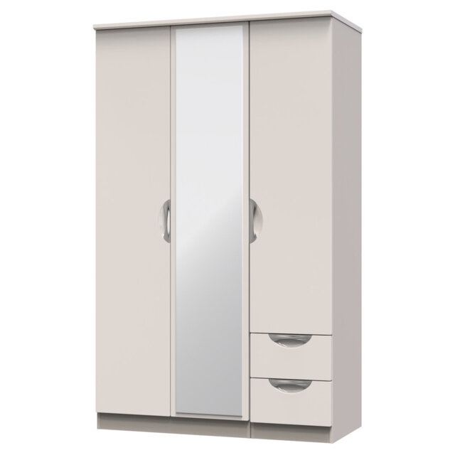 Holborn Triple Small Drawer Mirror Wardrobe in Kashmir Gloss & Kashmir
