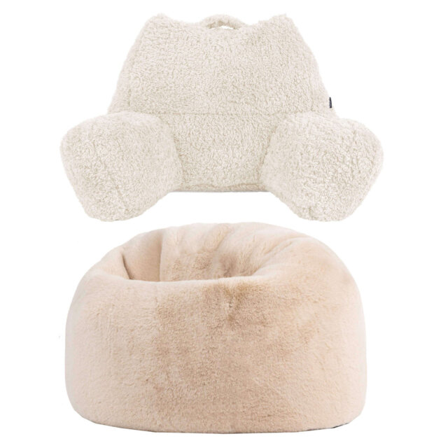 Bean Bag Bazaar Kids Kingston Faux Fur Classic Bean Bag and Reading Pillow Set