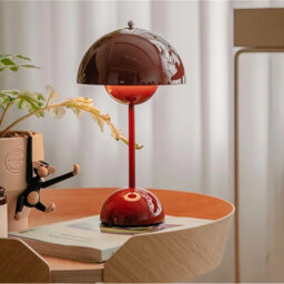 Rechargeable Mushroom Table Lamp – Wine Red – USB Chargeable 2000mAh Battery – Portable, Dimmable Ambient Light by TRIXES