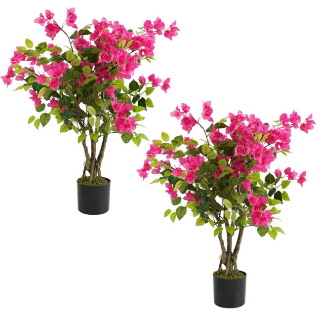 2-Pack 3FT Artificial Bougainvillea Tree, Silk Faux Plant for Home & Garden