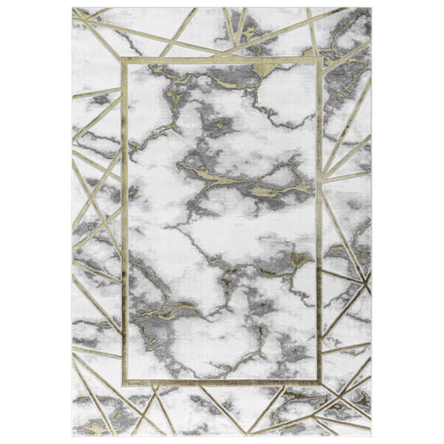 Keins Ochre Modern Abstract Geometric Area Rug â Soft Washable Polypropylene Carpet for Living Room, Bedroom & Hallway â Stain Resistant & Durable