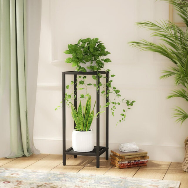 "2 Tier 30"" Heavy Duty Square Metal Indoor Outdoor Plant Stand, 220 LBS"