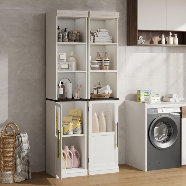 "70"" Bathroom Storage Cabinet, Tall Narrow Storage Cabinet with Open Shelves Boards Narrow for Small Spaces, Bathroom, Laundry Room, Living Room, Corne"