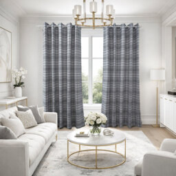 Premium Woven Check Style Blackout Curtains Pair - Thermal Insulated Light Blocking Noise Reducing Polyester Window Panels