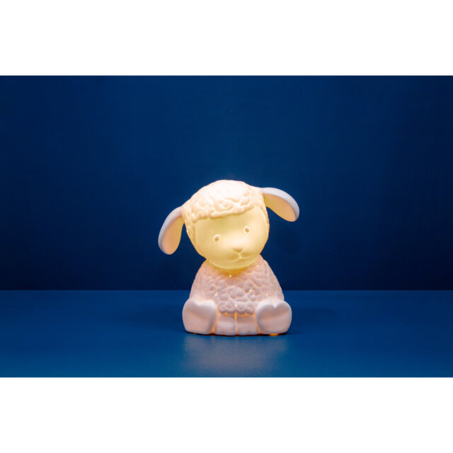 Baby Sheep Porcelain Table Lamp - Small Lamb Ceramic Night Light for Newborn Nursery