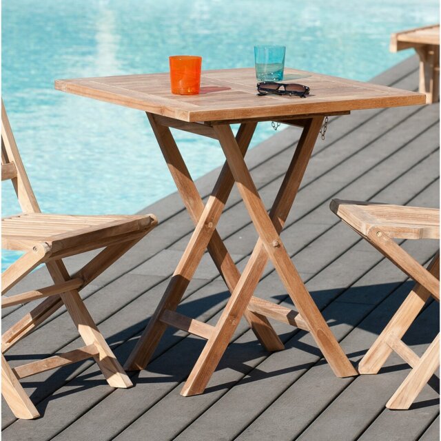 Woehler Square Teak Folding Outdoor Dining Table , cm W cm D