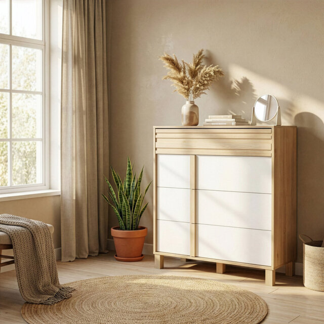 4-drawer chest of drawers Natural chestnut