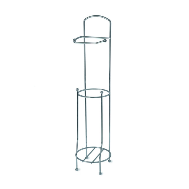 A free standing spare toilet roll holder with round base, all in a chrome finish. This Toilet Roll Holder adds the ideal finishing touch to any bathro