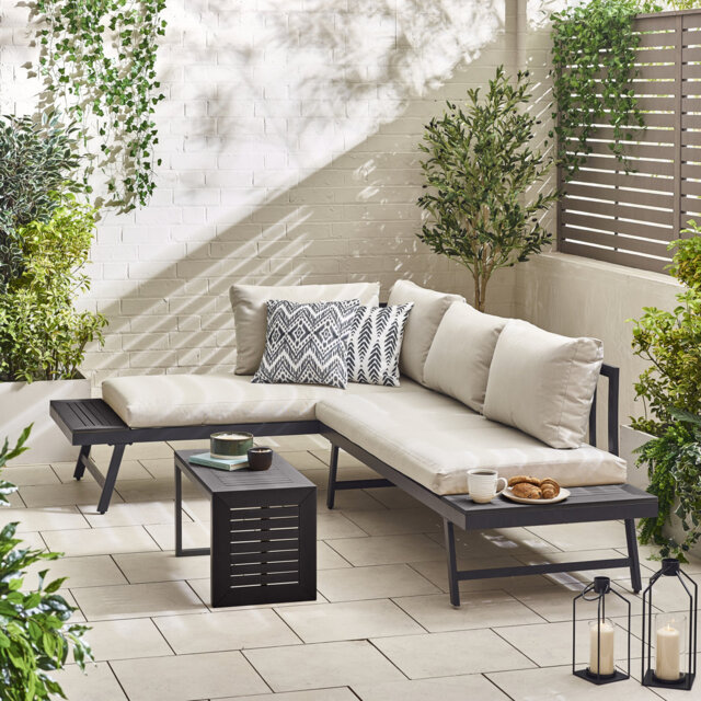 River 2 Seater Garden Sofa Modular Chaise with Coffee Table - Luxury Patio Day Bed (Cover Included)