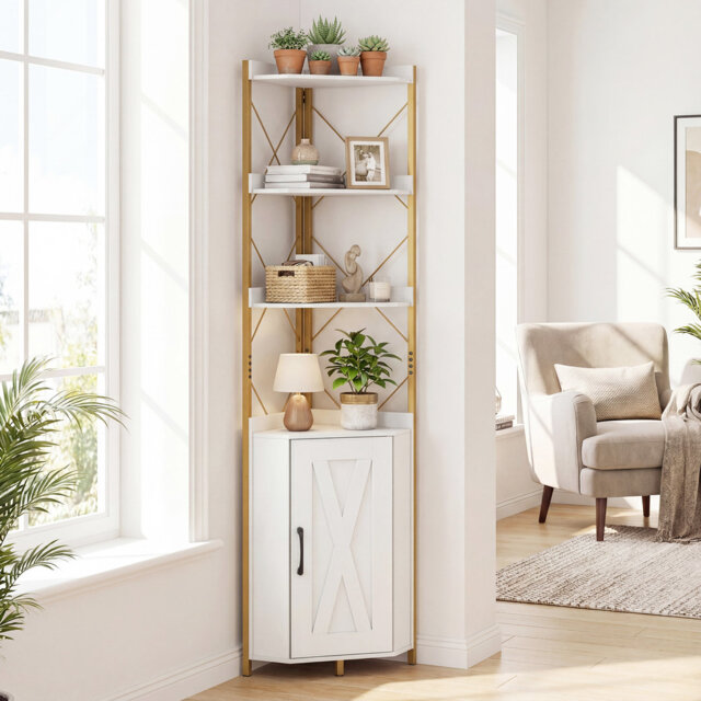 180cm H x 38cm W Metal Corner Bookcase