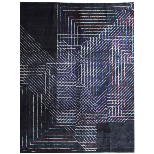 100% Wool Black Rug