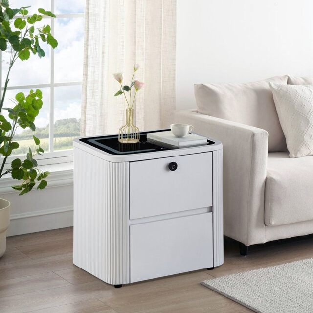 Brianca 50cm W Glass Bedside Table