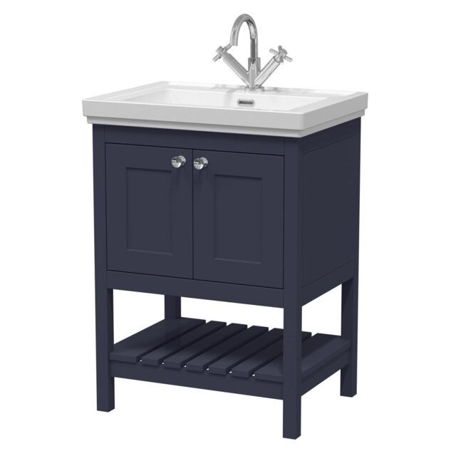 Bexley 600mm Free Standing Single Bathroom Vanity with Fireclay Top