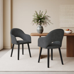 49.5cm H Luxury Fabric Upholstered Dining Chair with Wooden Legs