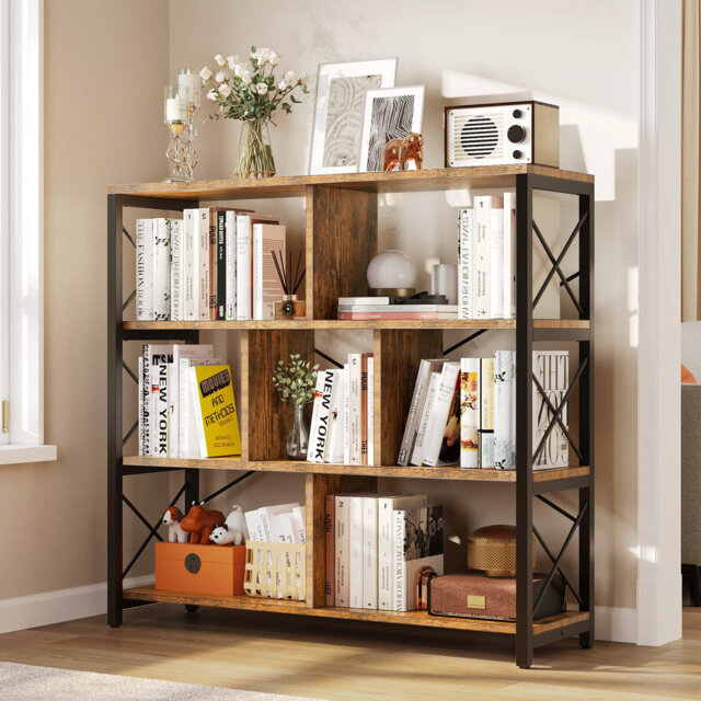 Andaiye 119cm H x 120cm W Metal Etagere Bookcase