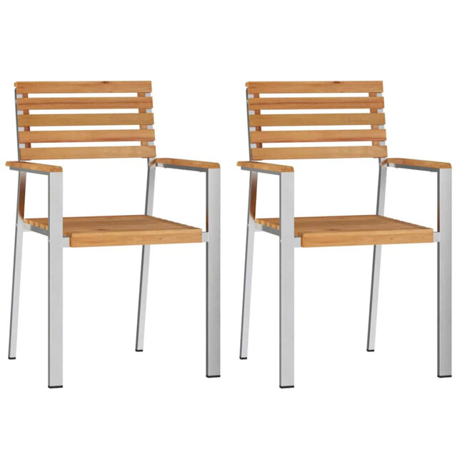Garden Chair 2 Pcs Brown 56 X 54.5 X 87Cm Solid Teak Wood