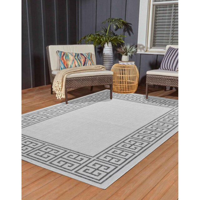 Sky Kilim Braided Greek Key Design Outdoor Rugs
