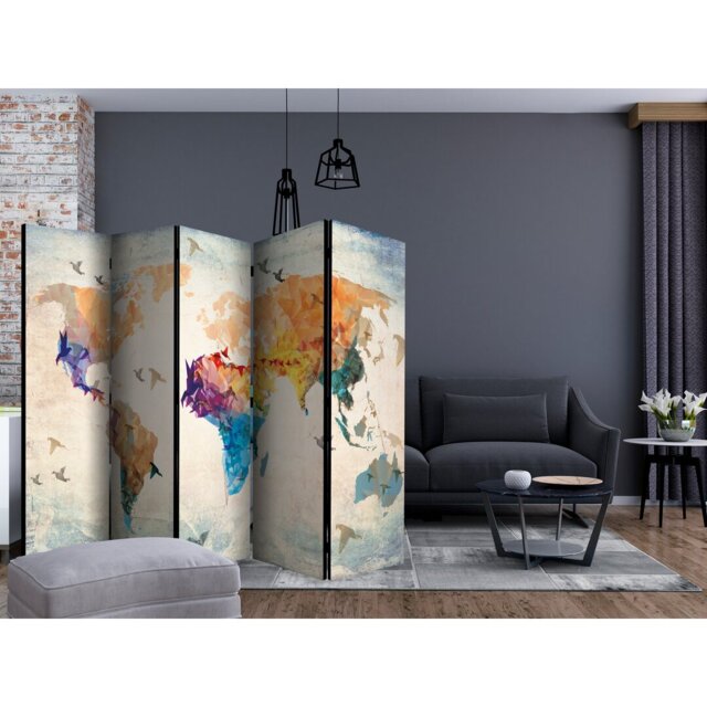 Estero 225cm W x 172cm H 5 - Panel Solid Wood Folding Room Divider