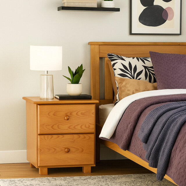 Nodax Bedside Cabinet Table For Bedroom - Elegant Stylish 2-Drawer Wooden Nightstand Table (B2)