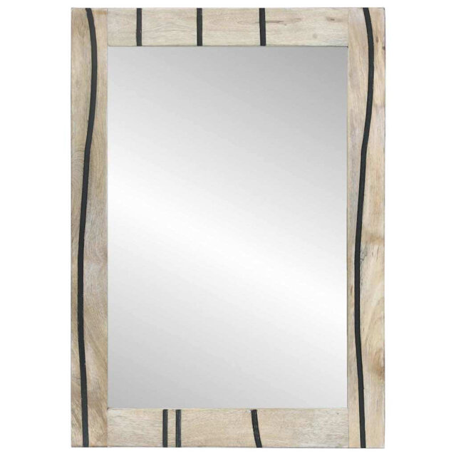 vidaXL Bathroom Mirror with Mirror Glass and Solid Mango wood Decor Reflective