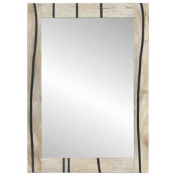 vidaXL Bathroom Mirror with Mirror Glass and Solid Mango wood Decor Reflective