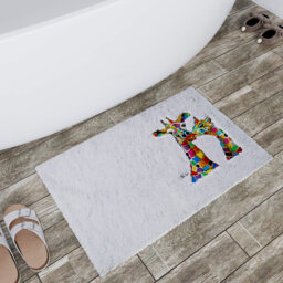 Steven Brown 'Francie & Josie' Giraffes Bath Mat with Slip Resistant Backing (80 x 50cm)