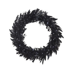 76 cm Pre-lit Black Pine Wreath with Dual LED Lights, Timer & 12 Modes