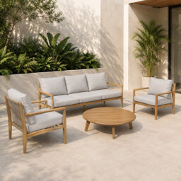 MIMO 5-Seater Solid Wood Outdoor Sofa Set with Round Coffee Table
