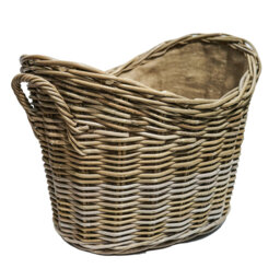 Wicker log basket oval lined 55cm