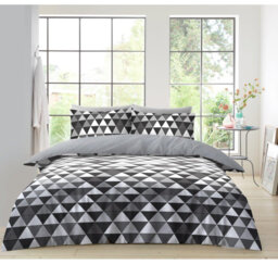 Premium Triangle Print Microfibre Duvet Cover Set with Pillowcases Soft Breathable Easy Care Modern Bedding
