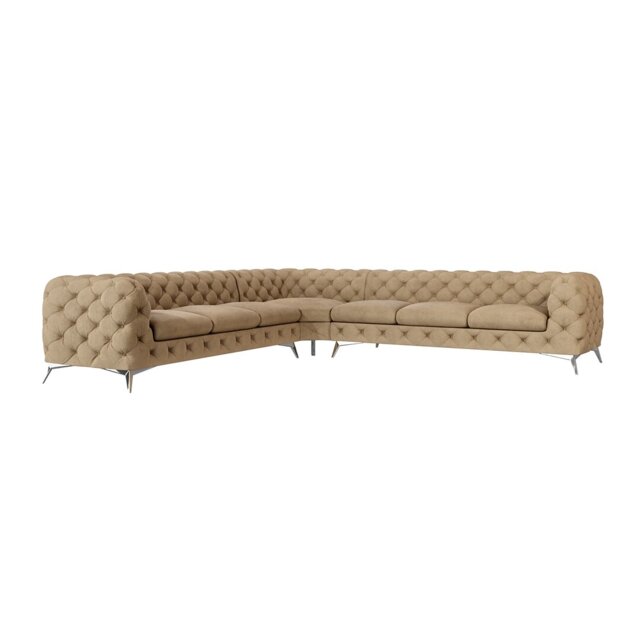 Chesterfield Corner Sofa L-Shape  with Silver Metal Legs