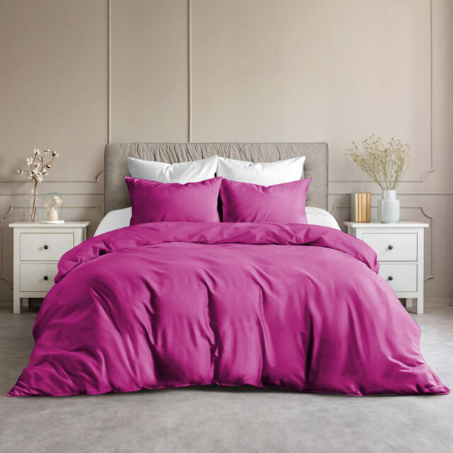 Plain Microfibre Reversible Contemporary Luxury Quilt Duvet Cover with Pillow Cases