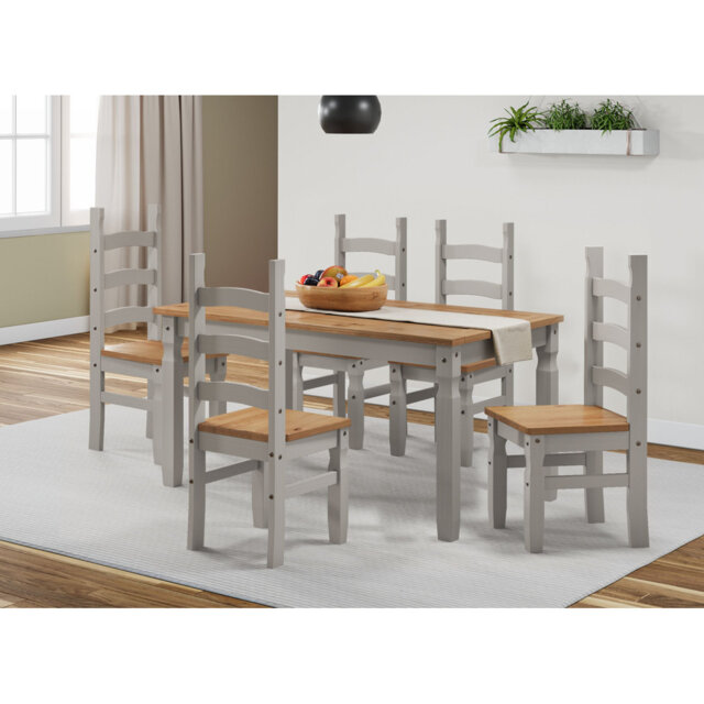Coralayne 4 - Person Pine Solid Wood Dining Set