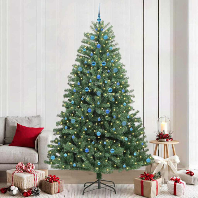 Artificial Hinged Christmas Tree Green PVC and Metal