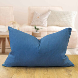 100% Linen Cushion Cover in Denim Blue