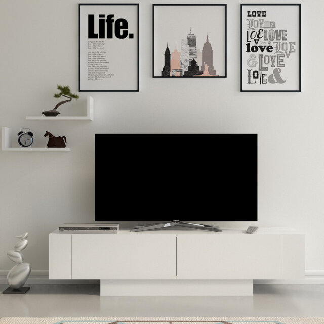 "Akillian TV Stand for TVs up to 60"" with 2 Wall Shelves"