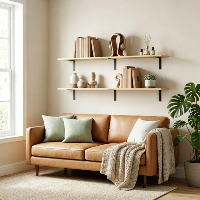50-120cm Wall Mounted Floating Shelves Set of 2, Multi-Size Wall Storage for Home